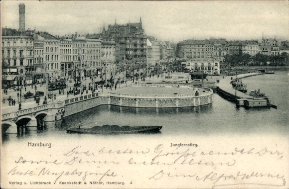 Postcard Hamburg Mitte Neustadt, Jungfernstieg, city scene, Alster,