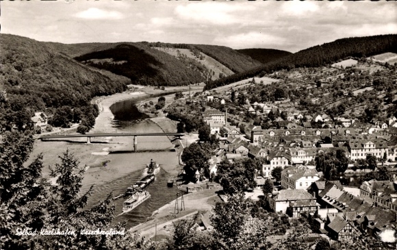 Postcard Bad Karlshafen on the Weser, aerial photograph