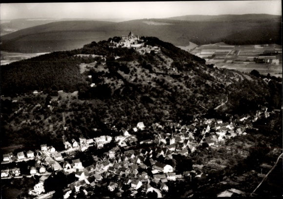 Postcard Neustadt Breuberg in the Odenwald, aerial view of Neustadt, Breuberg Castle, Odenwald