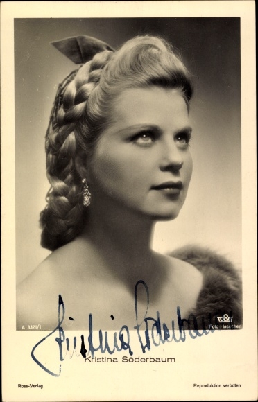 Postcard actress Kristina Söderbaum, portrait with braided hairstyle