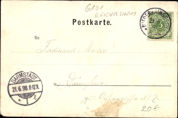 Ansichtkaart Reichelsheim im Odenwald, burchtwijk met Morsberg