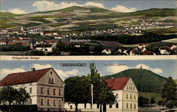 Ak Berge Großpostwitz in Sachsen, Verschiedene Ansichten von  Czerneboh, Großpostwitz, Mönchsw...