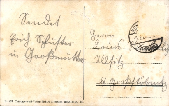 Postcard Rückersdorf near Ronneburg in Thuringia, Bismarck Column on the Reusterberg