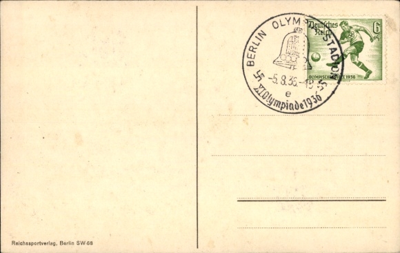 Postcard Olympia Berlin 1936, flags of the participating countries