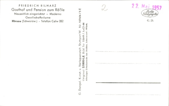 Postcard Hirsau Calw Black Forest, Inn and Pension zum Rößle
