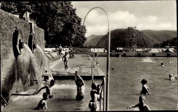 Postcard Bad Hönningen am Rhein, thermal swimming pool