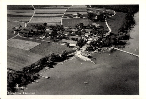Postcard Gstadt am Chiemsee, aerial photograph