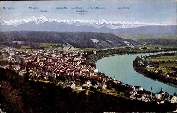 Postcard Waldshut Tiengen am Hochrhein Baden Wüttemberg, Säntis, panorama