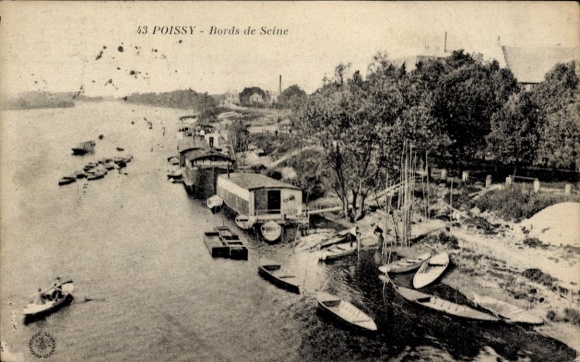 Ak Poissy Yvelines,  Bords de Seine, Ufer der Seine in Poissy