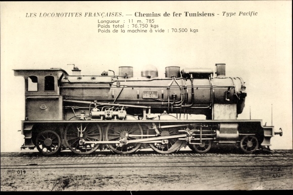 Postcard Les Locomotives Francaises, Machine 231-191, Tunisian Railways, Französische Eisenbahn