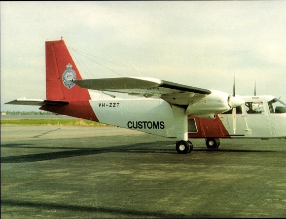 Postcard Australian Customs Surveillance Australia, Pilatus Britten-Norman BN-2B-20 Islander, VH-ZZT