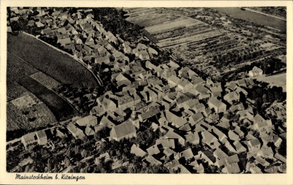 Postcard Mainstockheim in Lower Franconia Bavaria, aerial photograph