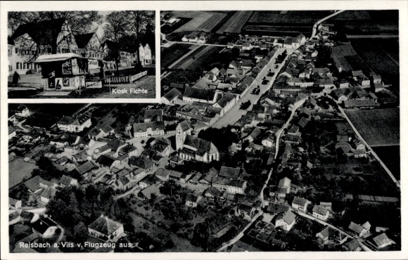 Ak Reisbach in Niederbayern, Fliegeraufnahme, Kiosk Fichte