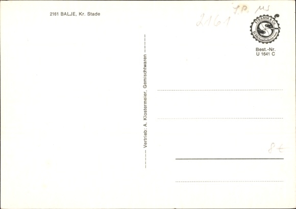 Postcard Balje on the Lower Elbe, district savings bank, bridge, partial view