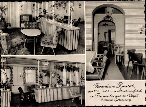 Postcard Gottesberg Tannenbergsthal in the Vogtland, holiday home Pyratal, VEB Zwickauer machine works