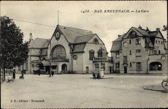 Postcard Bad Kreuznach in Rhineland-Palatinate, main station, street view