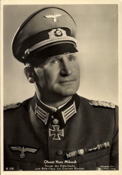 Ak Ritterkreuzträger des Heeres, Oberst Hans Mikosch, Eichenlaub