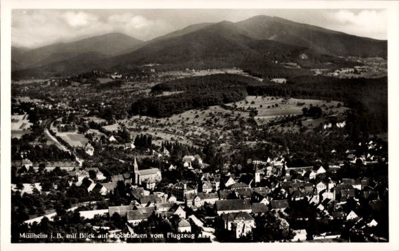 Postcard Müllheim in Baden, Panorama, Hochblauen, aerial photograph