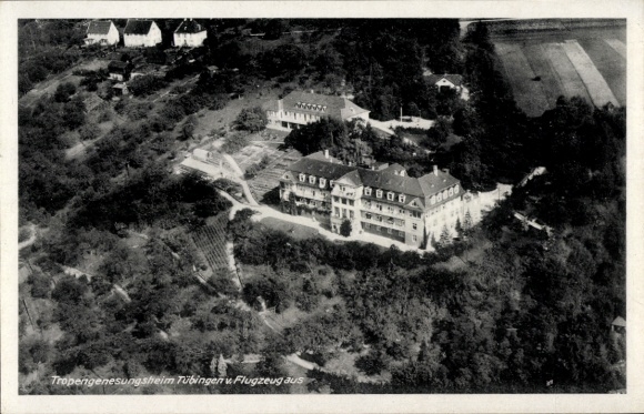 Postcard Tübingen am Neckar Baden Württemberg, aerial photograph, tropical convalescent home