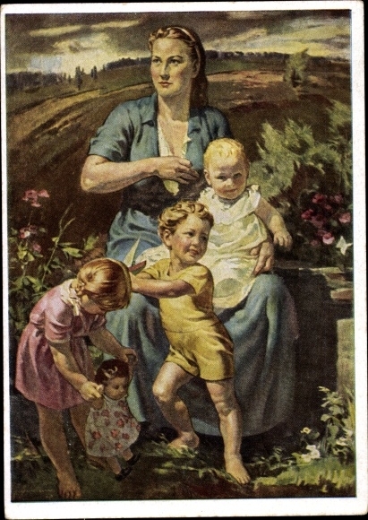 Künstler Ak Heymann, Richard, In sicherer Hut, Mutter, Kinder, HDK 167
