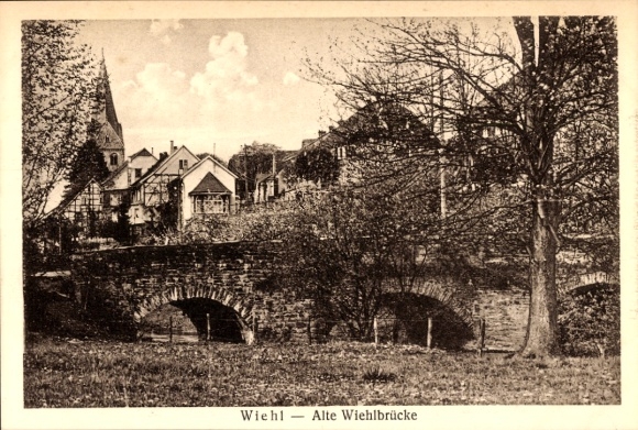 Postcard Wiehl in the Oberbergischer Kreis, Alte Wiehlbrücke