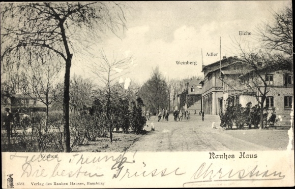 Postcard Hamburg Horn, The Rough House, Quiver, Oak, Eagle, Vineyard