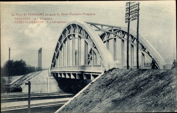 Postcard Vergigny Yonne, Le Pont en Gare de Saint Florentin Vergigny