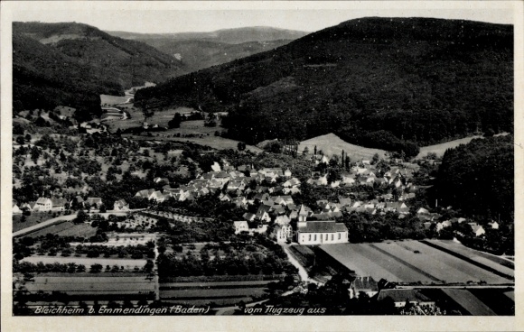 Ak Bleichheim in Baden Herbolzheim im Breisgau Schwarzwald, Fliegeraufnahme