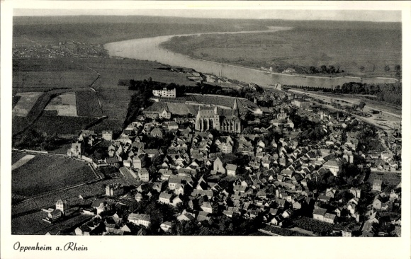 Ak Oppenheim am Oberrhein, Fliegeraufnahme