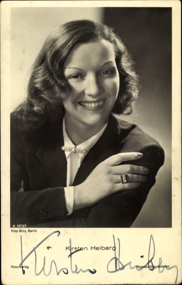 Postcard actress Kirsten Heiberg, portrait, Ross 3373/1, autograph