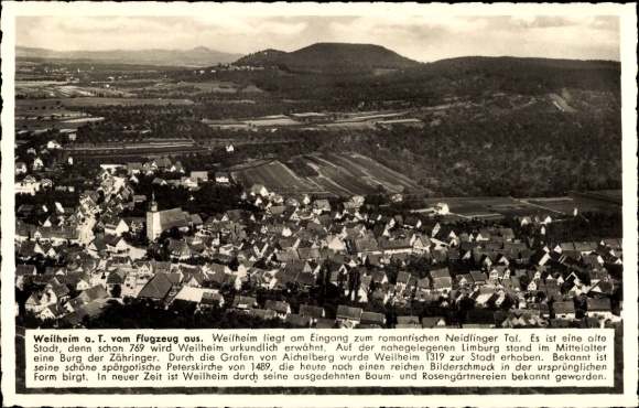 Postcard Weilheim an der Teck Swabian Alb, aerial photograph