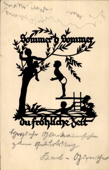 Paper cutting Postcard Schwindt, AM, Summer, o summer, you happy time