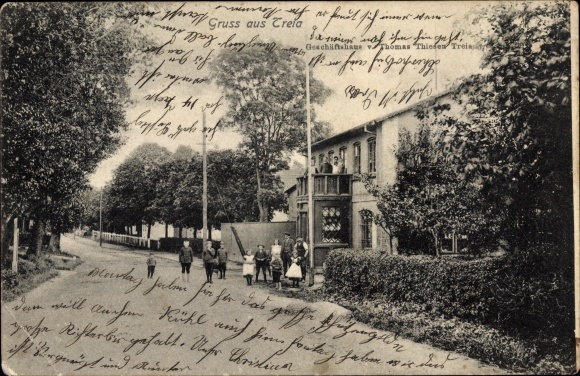 Ak Treia an der Treene, Geschäftshaus, Kinder