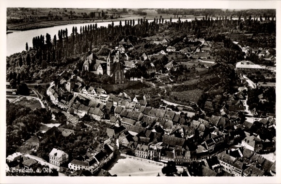 Postcard Breisach am Oberrhein, aerial photograph