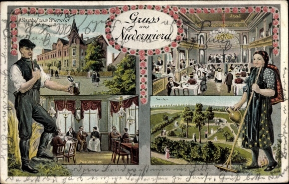 Ak Niederwiera Oberwiera in Sachsen, Gasthof zum Wieratal, Saal, Gastzimmer, Garten