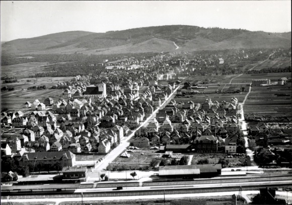 Postcard Fellbach in Württemberg, city view of Fellbach with church, street and houses