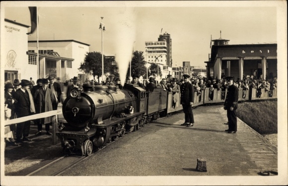 Ansichtkaart Düsseldorf am Rhein, grote tentoonstelling GeSoLei 1926, Liliputbahn