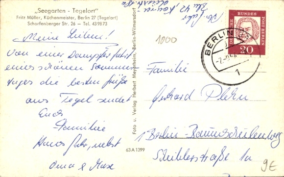Postcard Berlin Reinickendorf Konradshöhe Tegelort, Seegarten, sailing boats