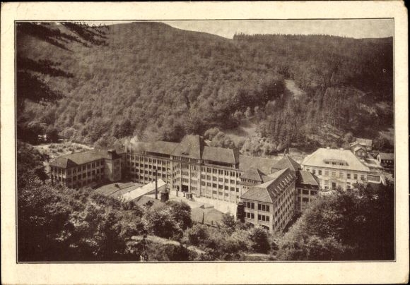 PC Zella Mehlis Thuringia, view from Regenberg, typewriter factory, Mercedes office machine works