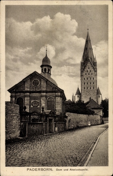 Postcard Paderborn in North Rhine Westphalia, Cathedral and Alexius Chapel