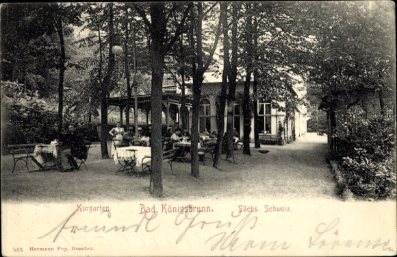 Ak Königstein an der Elbe Sächsische Schweiz, Bad Königsbrunn, Kurgarten