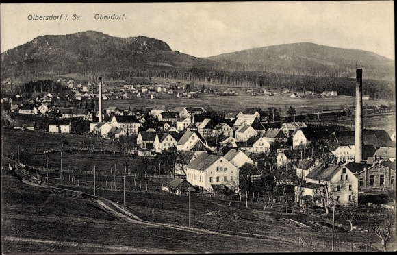 Postcard Olbersdorf in Saxony, view of the Oberdorf