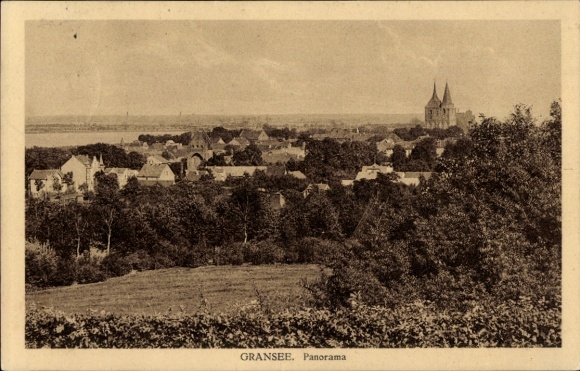Postcard Gransee in Brandenburg, church, city panorama