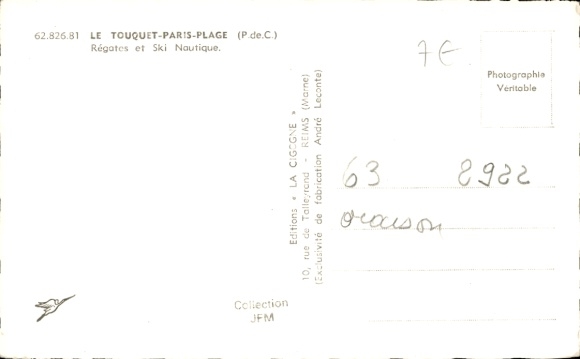 Postcard Le Touquet Paris Plage Pas de Calais, Regattas, Water Skiing