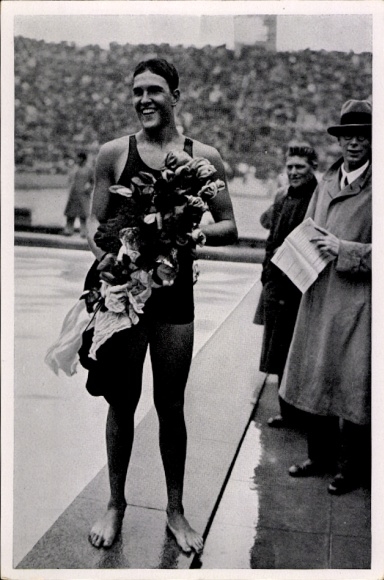 Collector's picture 1936 Olympics, backstroke swimmer Adolf Kiefer