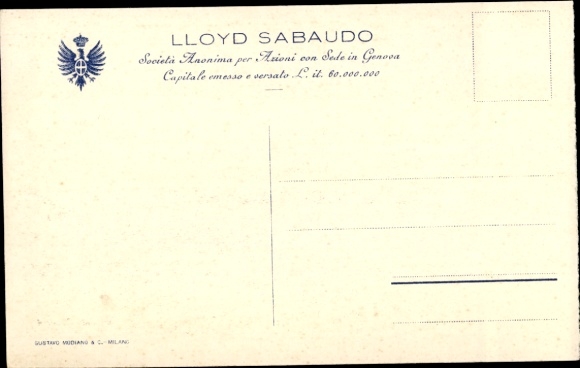 Postcard passenger steamer Conte Rosso, Lloyd Sabaudo