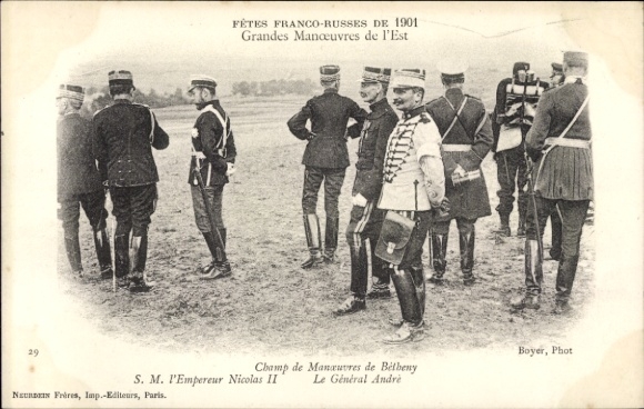 PC Fêtes Franco Russes de 1901, Grandes Maneuvers de l'Est, Nicolas II, General Andre