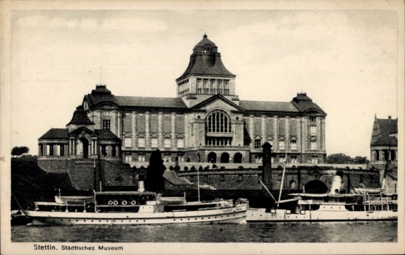 Postcard Szczecin Stettin Pomerania, Municipal Museum, Salon Steamer
