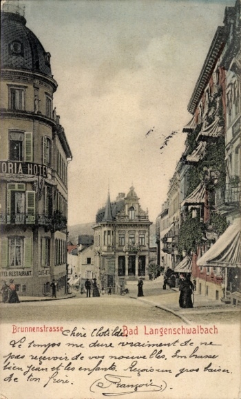 Postcard Langenschwalbach Bad Schwalbach im Taunus, view of Brunnenstraße, ORIA Hotel, Restaurant,...