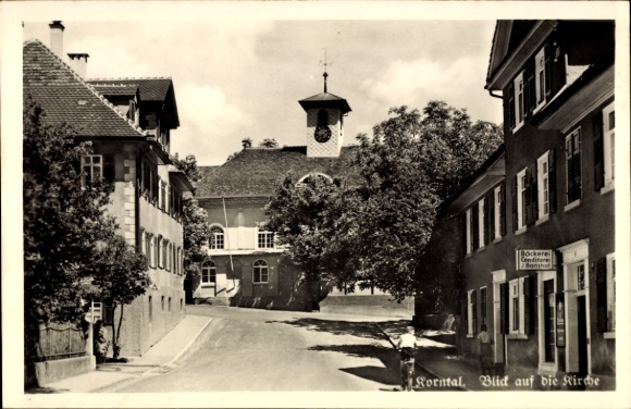 Postcard Korntal Münchingen in Strohgäu, view to the church